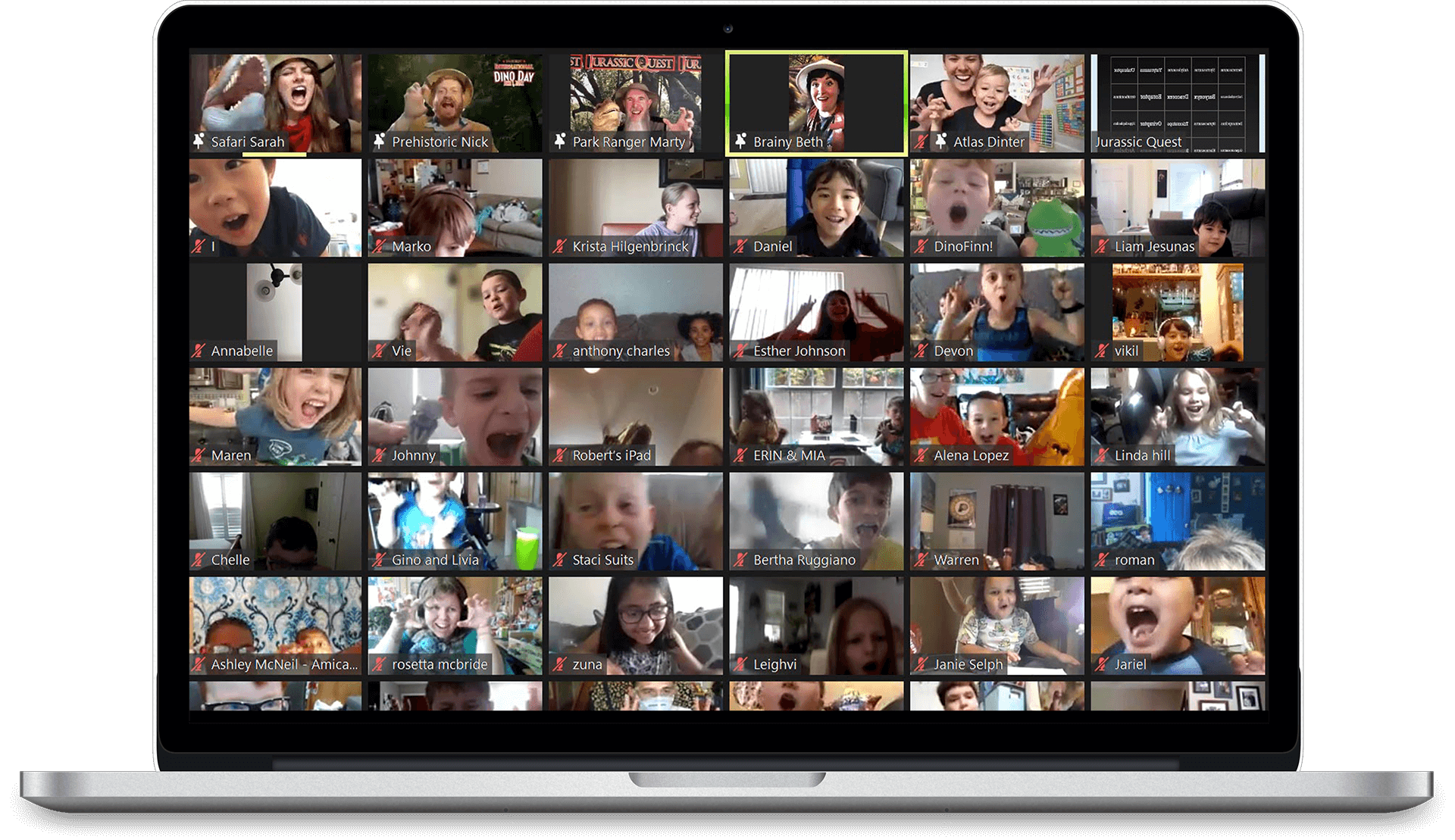 Video chat screenshot of Fossil Day 2021